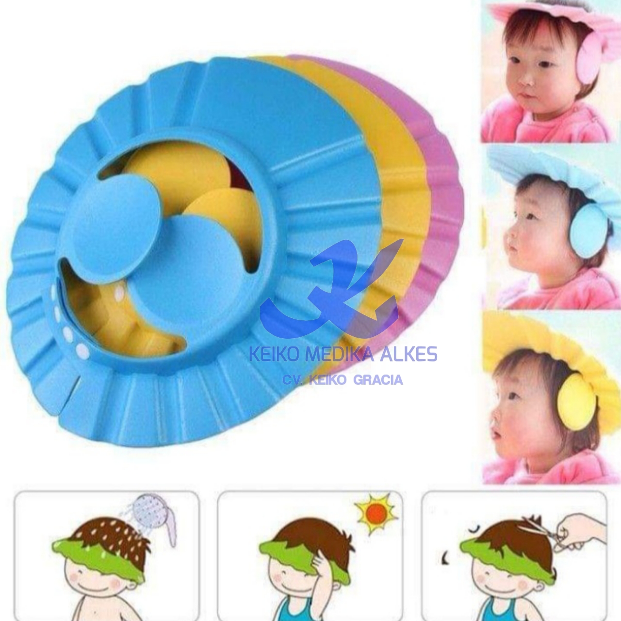 BABY SHOWER CAP HAT TOPI KERAMAS ANAK BAYI keiko medika alkes jambi